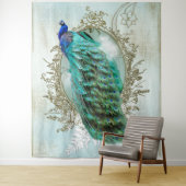 Peacock turquoise  shabbyvogel wandkleed (In situ)