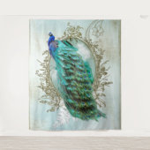 Peacock turquoise  shabbyvogel wandkleed (Voorkant)