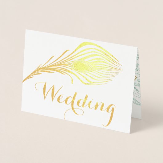 Peacock Typography Silver Foil Wedding Invitations Folie Kaarten (Voorkant)