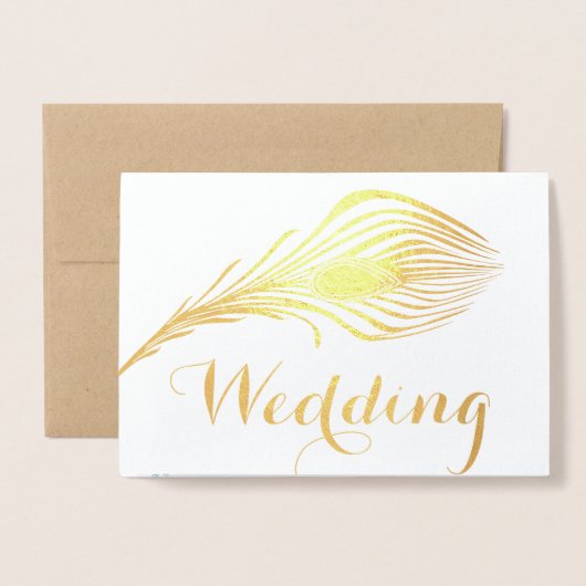 Peacock Typography Silver Foil Wedding Invitations Folie Kaarten (Voorkant met envelop)