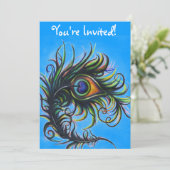 Peacock Uitnodiging met woorden (Staand voorkant)