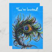 Peacock Uitnodiging met woorden (Voorkant / Achterkant)