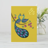 Peacock-uitnodiging - mosterd kaart (Staand voorkant)