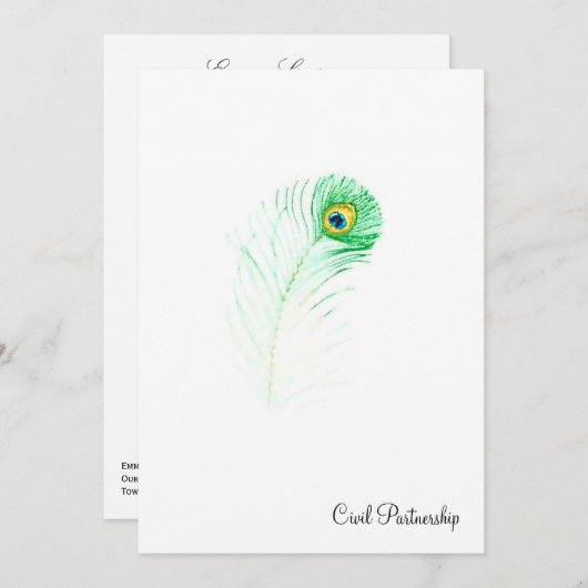Peacock - Uitnodiging voor een civiel partnerschap (Voorkant / Achterkant)