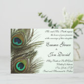 Peacock - uitnodiging voor het huwelijk (Staand voorkant)