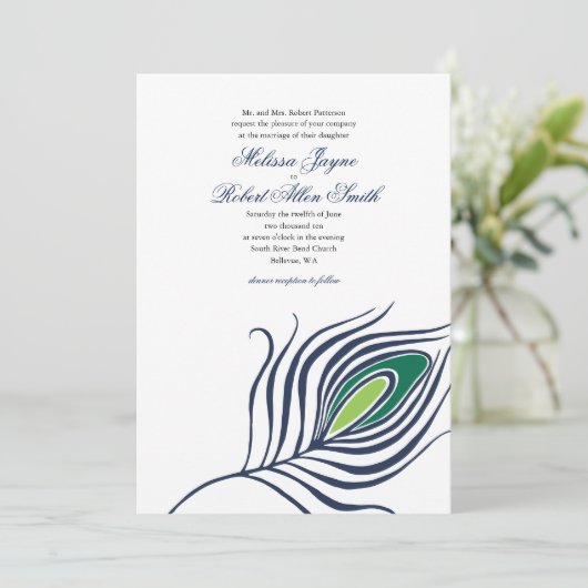 Peacock - uitnodiging voor het huwelijk (Staand voorkant)