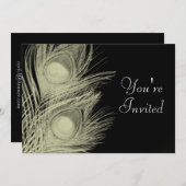 Peacock-uitnodiging - zwart en wit kaart (Voorkant / Achterkant)