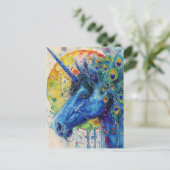 Peacock Unicorn Briefkaart (Staand voorkant)