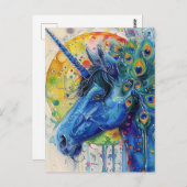 Peacock Unicorn Briefkaart (Voorkant / Achterkant)