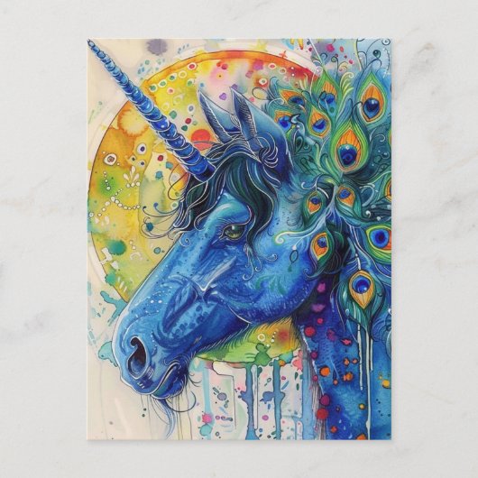 Peacock Unicorn Briefkaart (Voorkant)