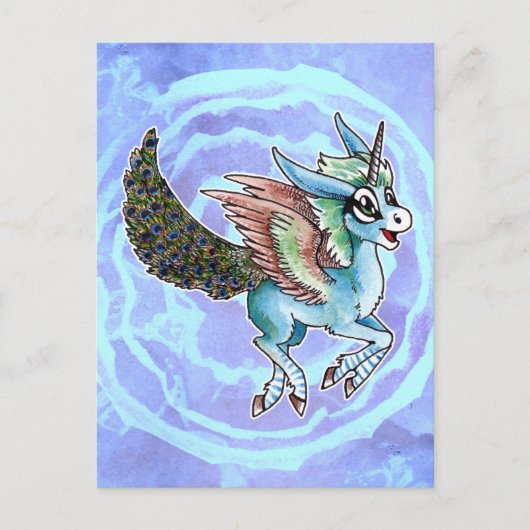 Peacock Unicorn Briefkaart (Voorkant)