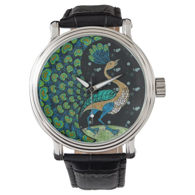 Peacock van de nacht horloge (Voorkant)