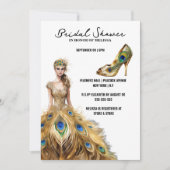 Peacock veer bal jurk bruid om wit te zijn kaart (Voorkant)