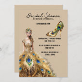 Peacock veer bal jurk bruid te zijn kaart (Voorkant / Achterkant)