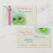 Peacock veer blauw heet roze oog vangen visitekaartje (Voorkant / Achterkant)