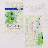 Peacock veer blauw heet roze oog vangen visitekaartje (Voorkant / Achterkant)