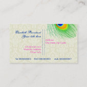 Peacock veer blauw heet roze oog vangen visitekaartje (Achterkant)