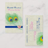 Peacock veer blauw heet roze oog vangen visitekaartje (Voorkant / Achterkant)
