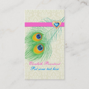 Peacock veer blauw heet roze oog vangen visitekaartje