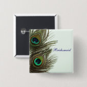 Peacock Veer Bridesmaid Pin Vierkante Button 5,1 Cm (Voorkant /achterkant)
