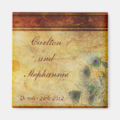 Peacock Veer Bruiloft Magnet Favor (Voorkant)