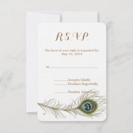 Peacock Veer Bruiloft RSVP Kaartje