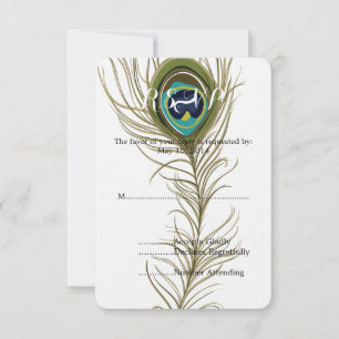 Peacock Veer Bruiloft RSVP Kaartje