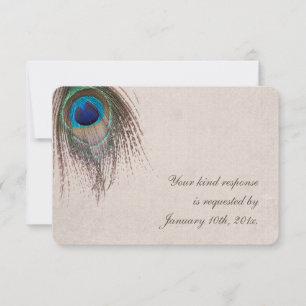 Peacock Veer Bruiloft RSVP Kaartje