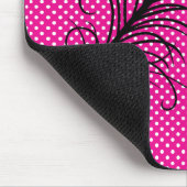 Peacock veer en Polka Dots - Roze en Zwart Muismat (Hoek)