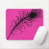 Peacock veer en Polka Dots - Roze en Zwart Muismat (Met muis)