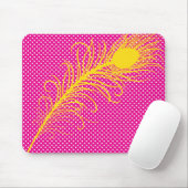 Peacock veer en Polka Dots - Roze & Geel Muismat (Met muis)