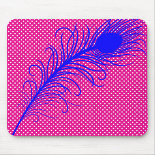 Peacock veer en Polka Dots - Roze & Koninklijk Bla Muismat