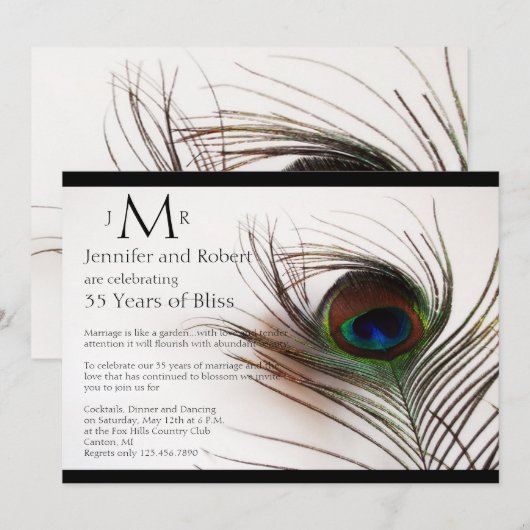 Peacock Veer Glamour Bruiloft Jubileum Kaart (Voorkant / Achterkant)