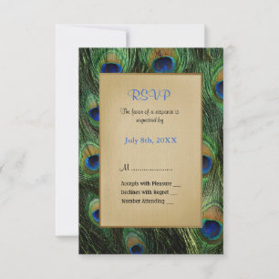 Peacock Veer Groene Bruiloft - RSVP Kaartje