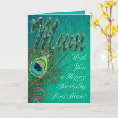 Peacock veer grungy kunst Moeders verjaardagskaart Kaart (Gele Bloem)