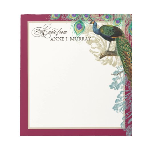 Peacock, Veer in Etchings sparen de Datum Notitieblok (Voorkant)