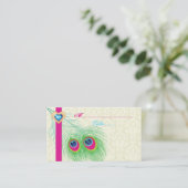 Peacock veer juweel hart bruiloft plaats kaart plaatskaartje (Staand voorkant)