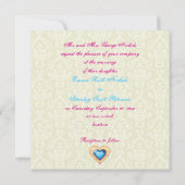 Peacock veer juweel hart bruiloft uitnodiging (Achterkant)