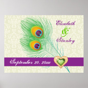 Peacock veer juweel hart trouwdag poster