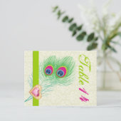 Peacock veer juweel hart trouwtafel nummer briefkaart (Staand voorkant)