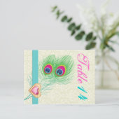 Peacock veer juweel hart trouwtafel nummer briefkaart (Staand voorkant)