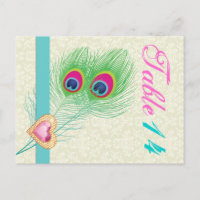 Peacock veer juweel hart trouwtafel nummer