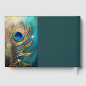 Peacock veer koppels foto bruiloft DIY elegant Gastenboek (Achterkant)