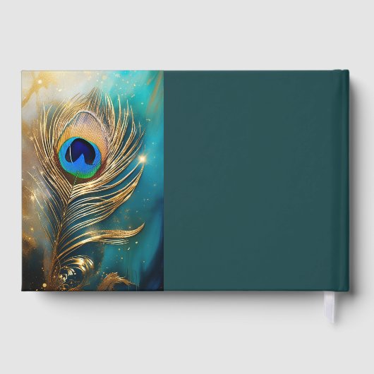 Peacock veer koppels foto bruiloft DIY elegant Gastenboek (Achterkant)