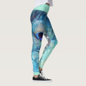 Peacock veer leggings marmer blauwgroen blauw paar (Rechts)