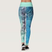 Peacock veer leggings marmer blauwgroen blauw paar (Achterkant)
