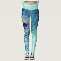 Peacock veer leggings marmer blauwgroen blauw paar