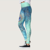 Peacock veer leggings marmer blauwgroen blauw paar (Links)