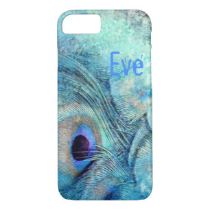 Peacock veer marmer blauwgroen blauw elegant iPhone 8/7 hoesje