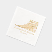 Peacock Veer met hart bruid bruidegom Paar Folie Servetten (Links)